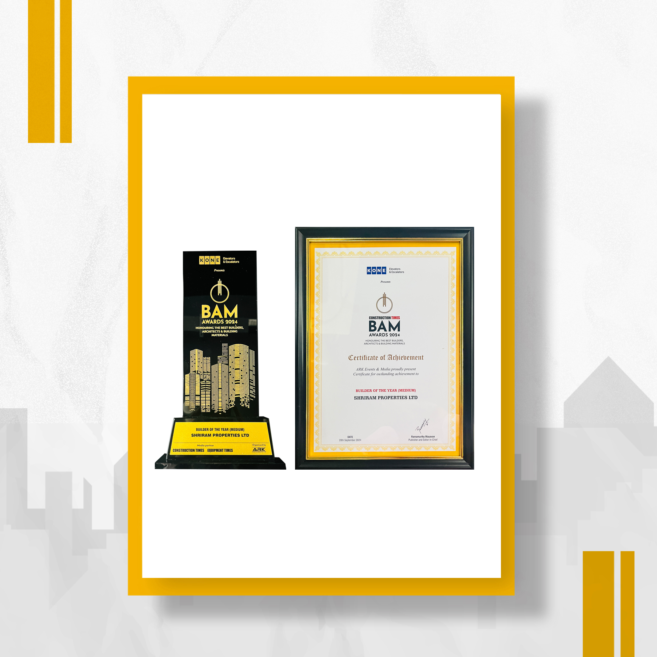 Shriram Properties awarded "Builder of the Year" by Construction Times