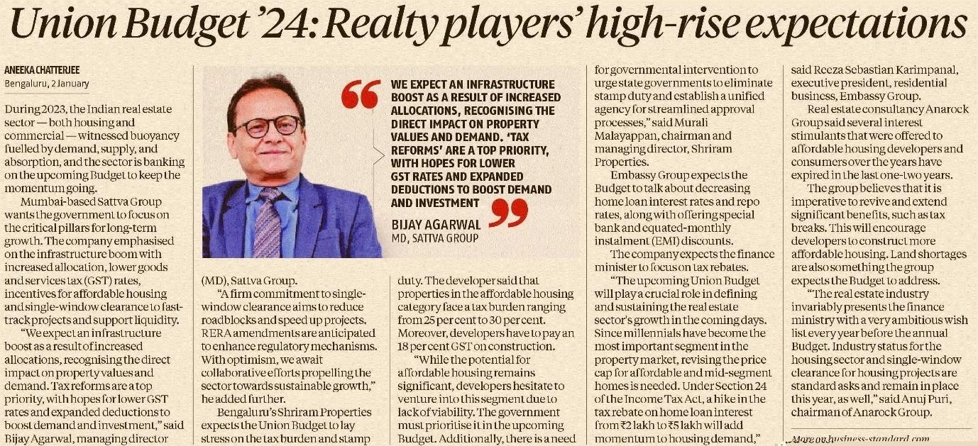 Union Budget '24; Realty Players High-Rise Expectations.