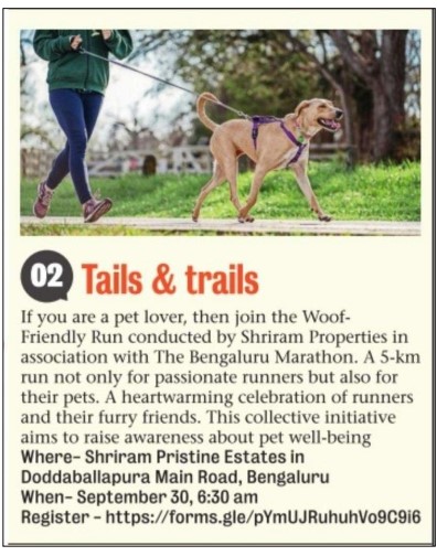 Tails And Trails 5K Dog Pet Run By Shriram Properties.
