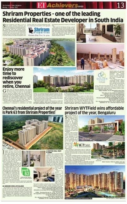 Shriram Properties- Economic times news